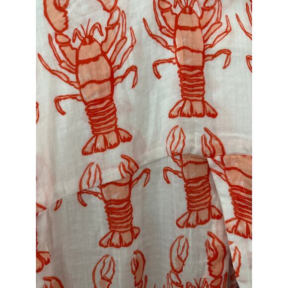 Anthropologie Lobster Print The Essentials Oversized Shirt Orange Size Small - Picture 9 of 11